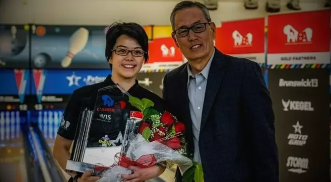 Cherie Tan of Singapore claims her fourth career PWBA title at the season-opening Stockton Open