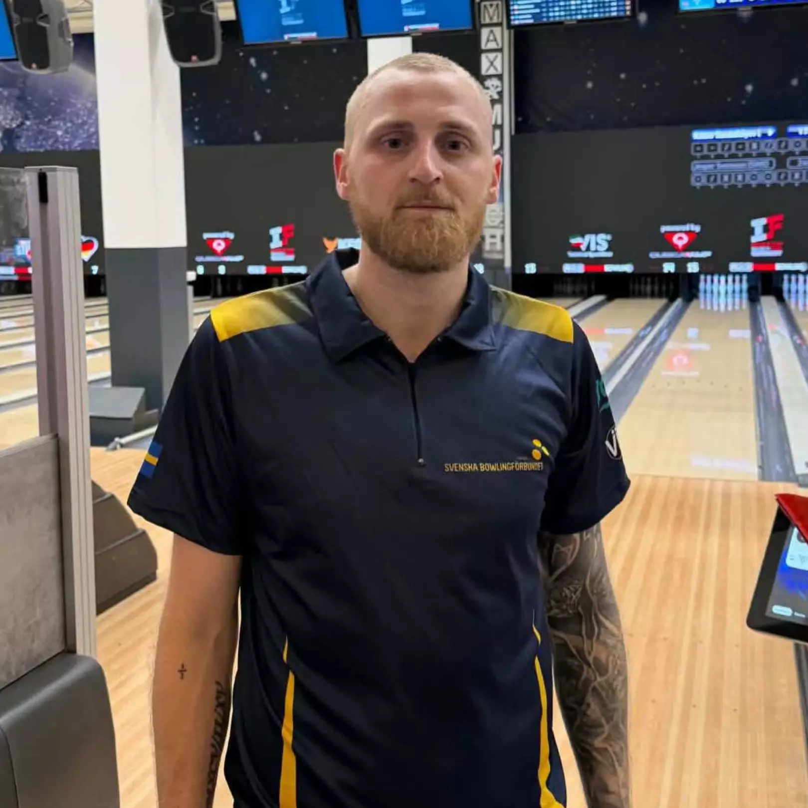 Jesper Svensson of Sweden bowling in men’s singles Round 1 at the 2026 IBF World Cup at Max Munich Bowling