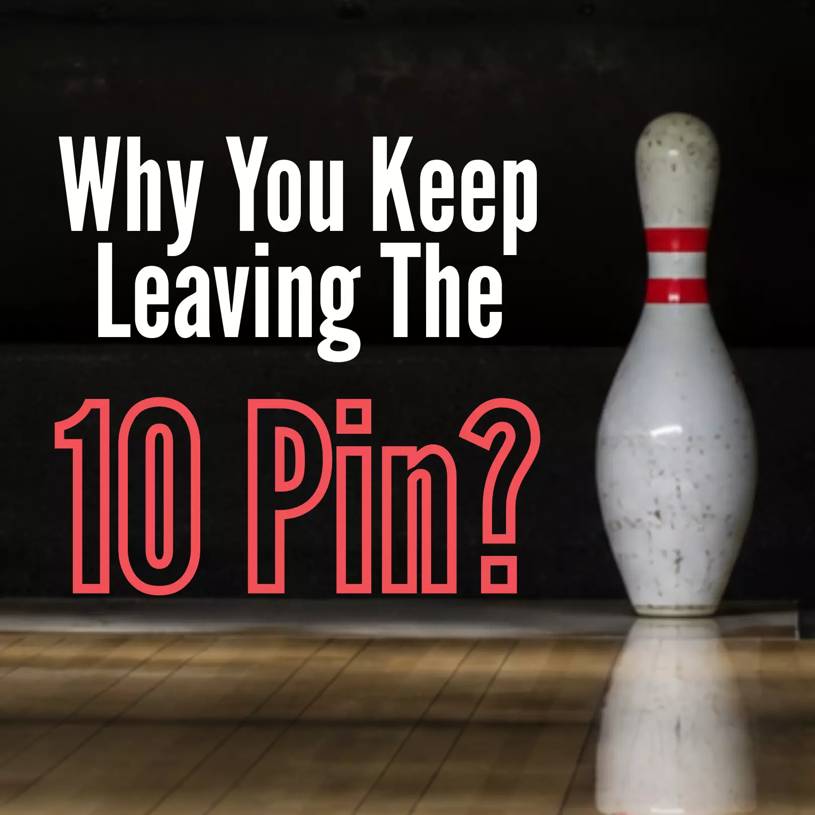 A lone 10 pin standing in the right corner of a bowling lane after a pocket hit.